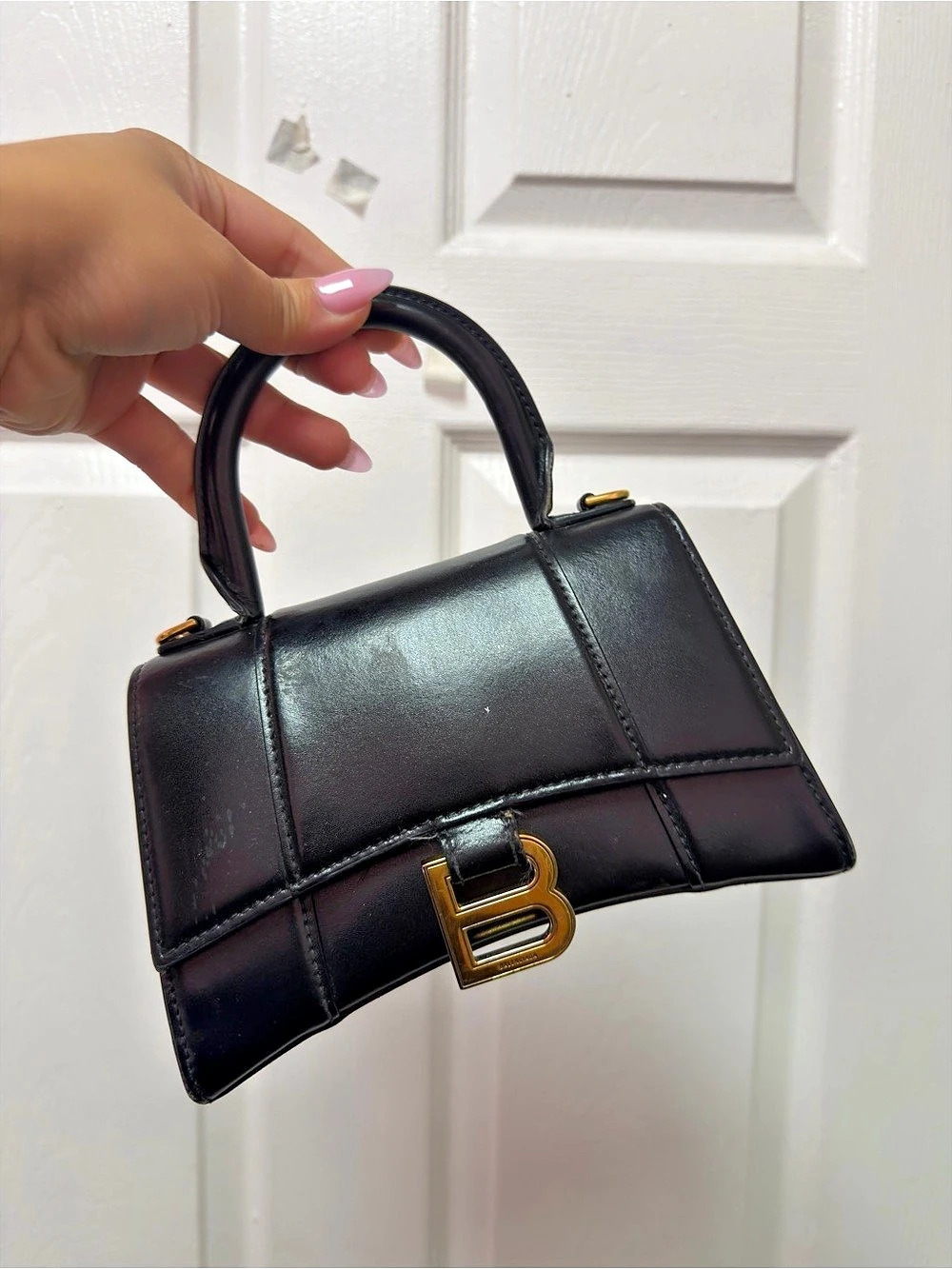 Balenciaga Hourglass Top Handle Bag XS Shoulder Bag Black